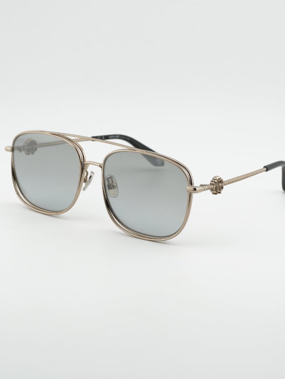 Roberto Cavalli SRC059M 8FFX Sunglasses Gold Square Frame, Grey Lenses
